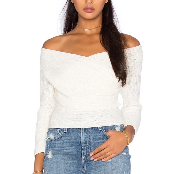 NWT Line & Dot Grey Off Shoulder Sweater - Picture 2 of 3